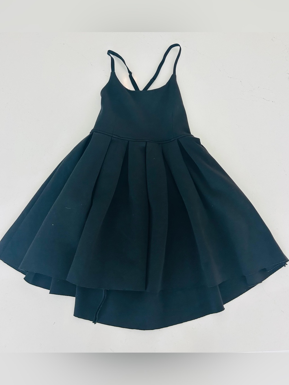 Katie J NYC Black Pleated Skater Dress with Spaghetti Straps